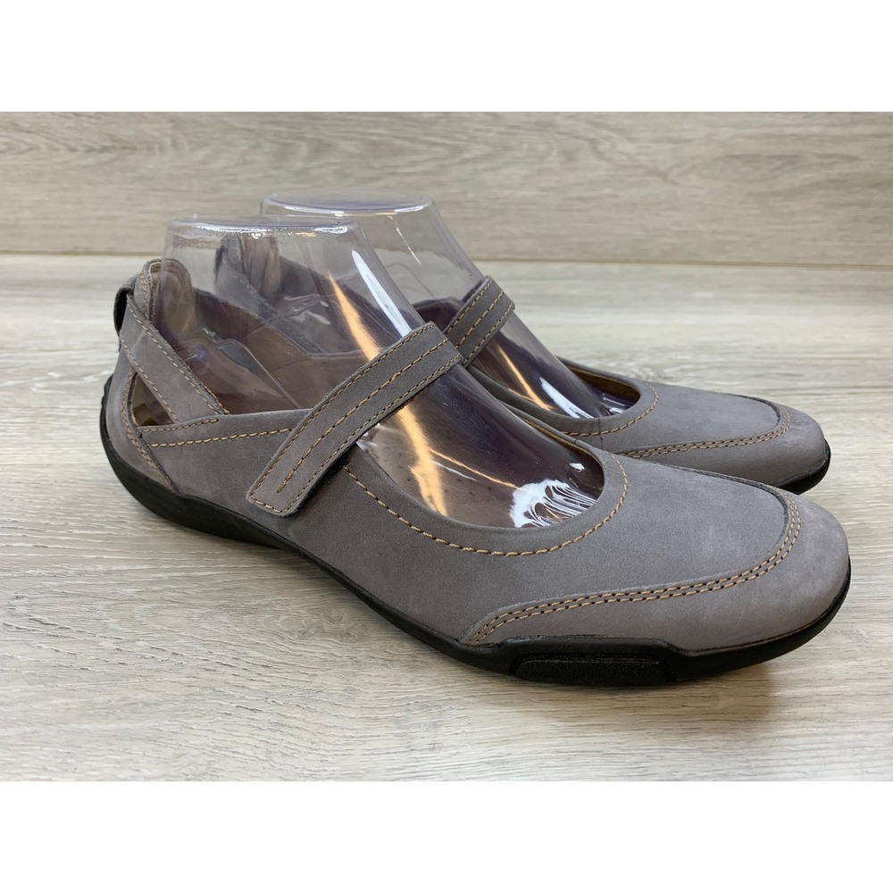 Array Grey Leather Mary Jane Flats Women's 8.5 N Comfort Casual Walking Shoes